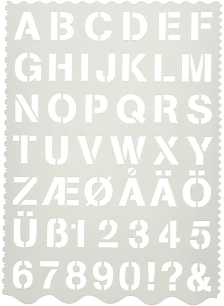 Sjabloon, letters en cijfers, H: 25 mm, vel 21x29 cm, 1 stuk