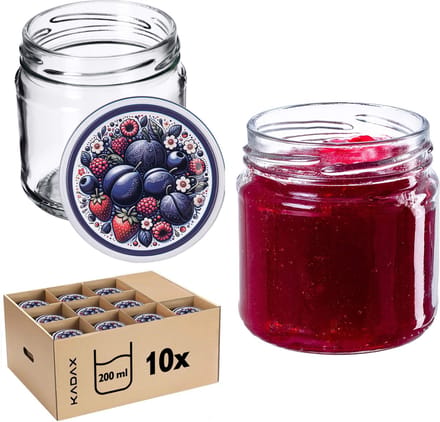 Lerma Weckpotten 200ml 10st 66mm + Deksels "Fruitboeket"