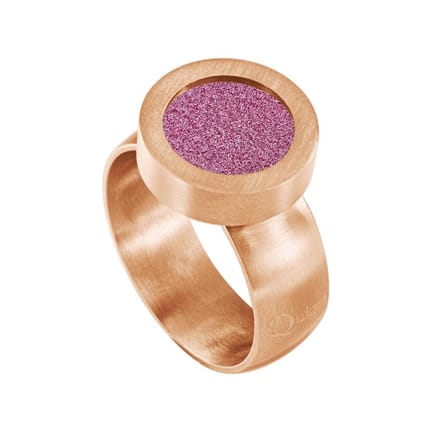 Quiges RVS Schroefsysteem Ring Rosékleurig Mat 19mm met Verwisselbare Glitter Roze 12mm Mini Munt