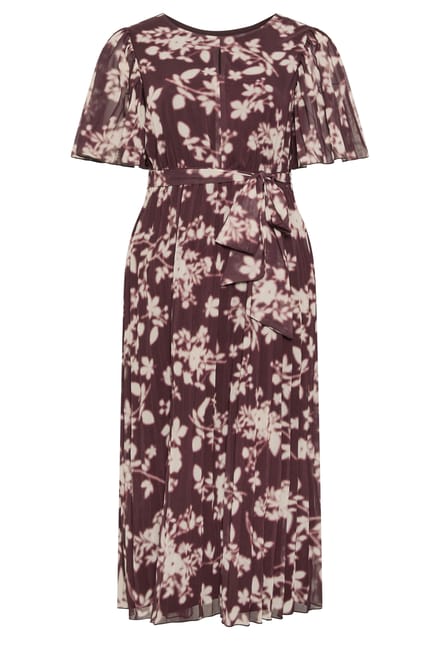 Yours London Rode Geplooide Maxijurk Met Bloemenprint Size 44