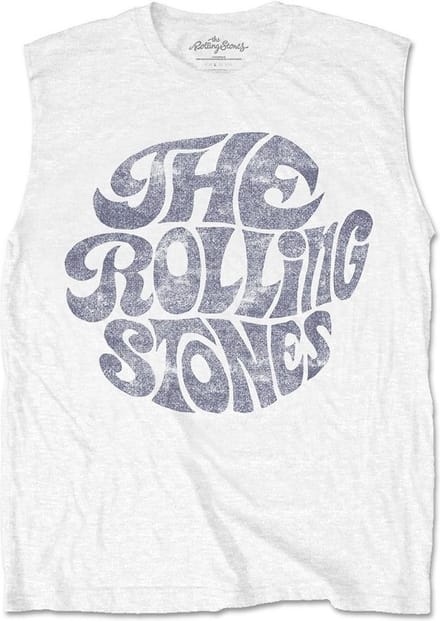 The Rolling Stones - Vintage 70s Logo Mouwloos shirt - L - Wit