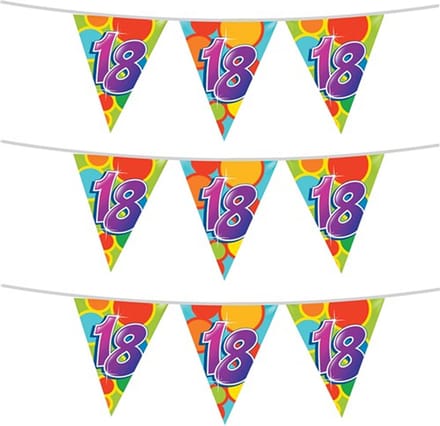 Haza 18 jaar Verjaardag Vlaggetjes - 3x stuks - leeftijd versiering - plastic - 10 meter - feestartikelen