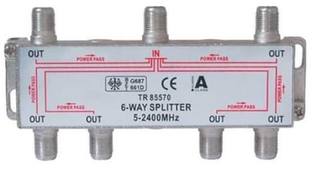 F satelliet splitter met 6 uitgangen / 5-2400 MHz
