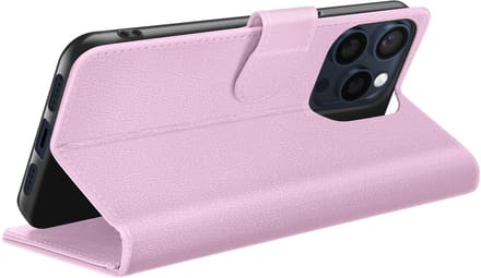 Zanae, Hoesje geschikt voor iPhone 15 Pro - Wallet Case & Magneetsluiting, Roze