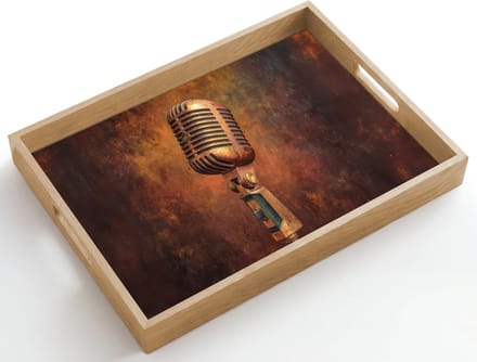 Dienblad hout 50x35 cm - Schootdienblad - Microfoon - Bruin - Klassiek - Borrelplank rechthoek - Plateau dienbladen