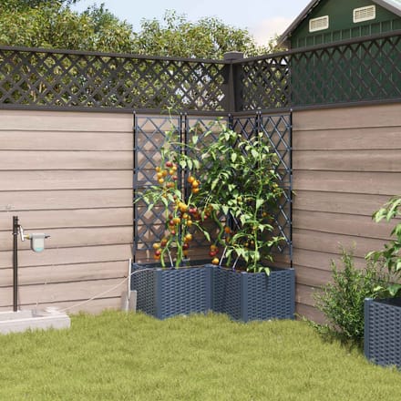 vidaXL - Plantenbak - 3 - st - Grijs - 80 - x - 80 - x - 142 - cm - PP