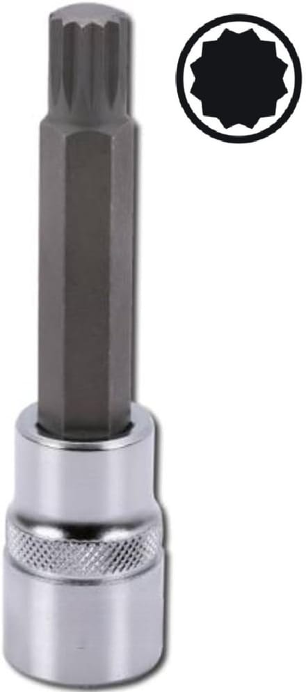 m12 twaalfkant spline dop uitwendig - 100 mm - 1/2 duims aansluiting - veeltanddop - meertanddop - spline bit