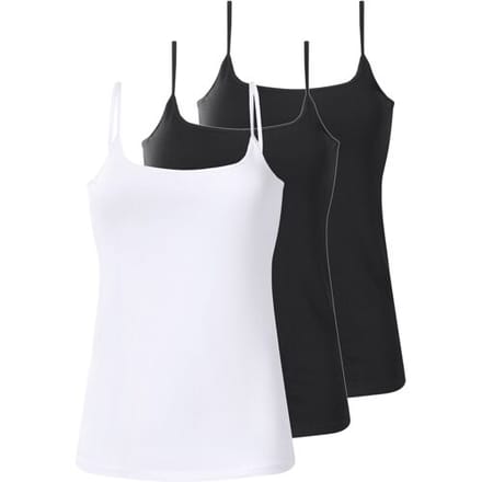 ESMARA Set van 3 dames spaghettitops (Zwart/wit, XS (32/34))