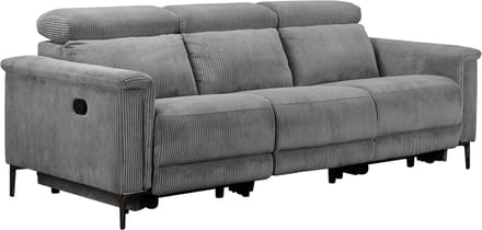 Lund-3Zitsbank - 2 Relaxfauteuils - Grijs Corduroy