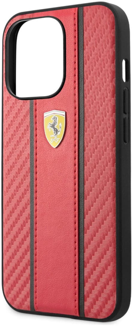 Ferrari Back cover - iPhone 13 Pro - Rood - Schokabsorberende bumper - Carbonlook design
