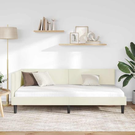 vidaXL - Hoek - Bed - Frame - Crème - 100 - x - 200 - cm - Fluweel
