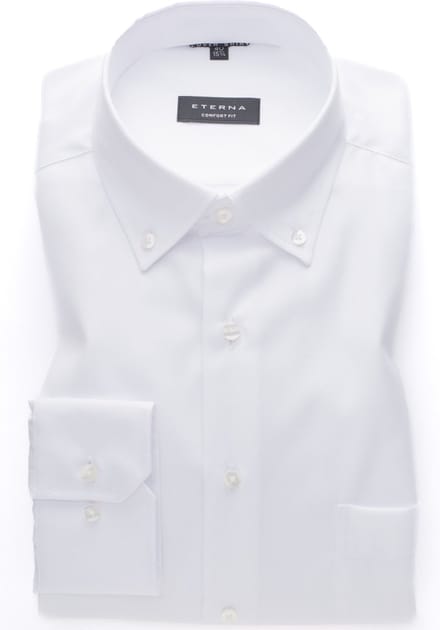 ETERNA comfort fit overhemd - twill - wit - Strijkvrij - Boordmaat: 41