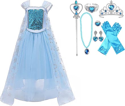 Frozen Elsa prinsessenjurk meisje - inclusief volledig accessoireset - maat 122/128