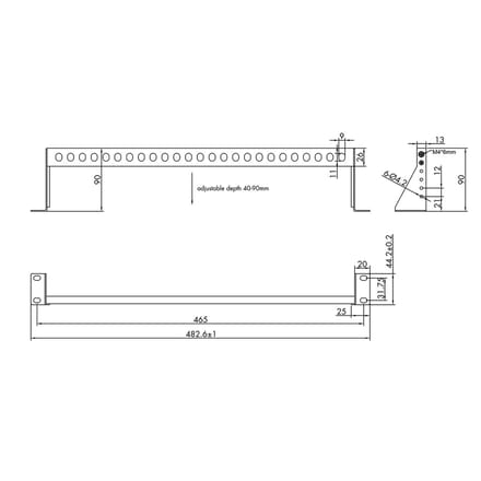 Roline VALUE - cable management bar (horizontal) - with adjustable depth - 1U