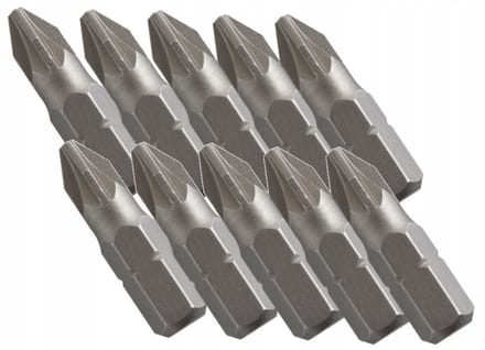 10x Pozidriv PZ2 Schroefbits 25mm - Duurzaam S2 Staal