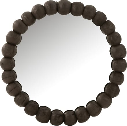 J-Line spiegel Bollen - hout - zwart - Ø 80 cm