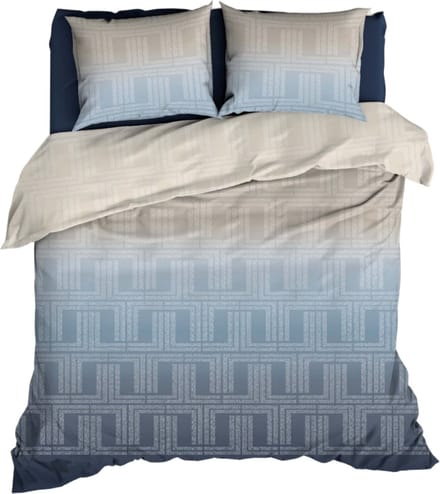 Satin d'Or Albenga Dekbedovertrek - Extra breed - 260x200/240 cm - Blauw/Beige