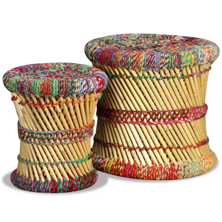 vidaXL - Krukken - met - chindi - details - 2 - st - bamboe - meerkleurig