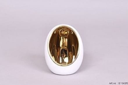 Egg theelicht wit/goud 10x13 cm