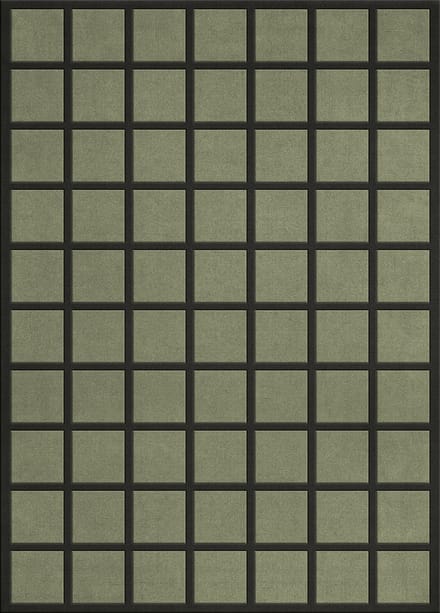 Layered Avenue Checked Olive Vloerkleed - 250 x 350 cm - Groen - Rectangular - Wol - Eetkamer, Woonkamer, Slaapkamer - Geometrisch - Retro, Modern