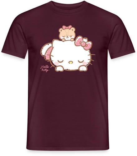 Hello Kitty Met Teddy Op Haar Rug T-Shirt Heren