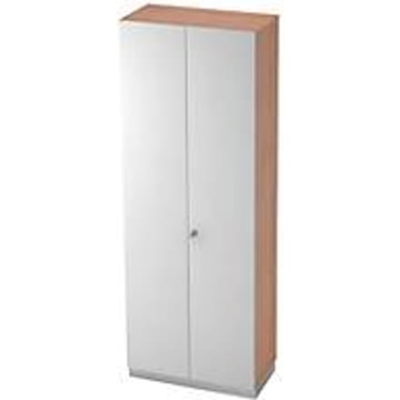 Garderobekast, 2 bladen, B 800 x D 420 mm, notenhoutpatroon/zilver