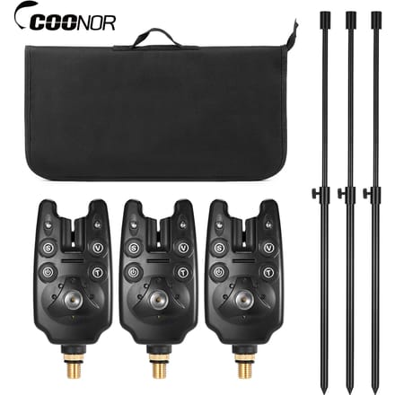 Alarmes de morsure de pêche, bâtons de pêche, ensemble échangiste avec sac à outils de pêche rembourré set 1 black