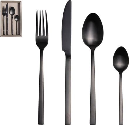 Gusta - Bestekset - Zwart - 16-delig - RVS