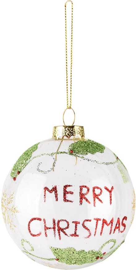 Dekoratief | Hanger bal 'Merry Christmas', transparant, glas, 8x8x8cm | A255299