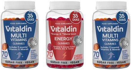 Vitaldin Multivitamine Gummies 2 st + Energy 1 st Volwassenen Fruitsmaak Pack