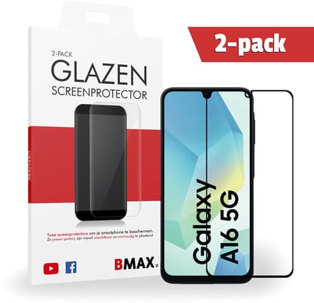 2-pack BMAX Samsung Galaxy A16 Screenprotector van gehard glas - Samsung screenprotectors - Telefoonaccessoires - Telefonie & Accessoires - Beschermglas - Glas screenprotectors
