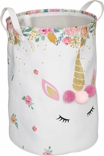 Atmosphera Opbergmand unicorn - groot - polyester - kinderkamer - D35 x H50 cm