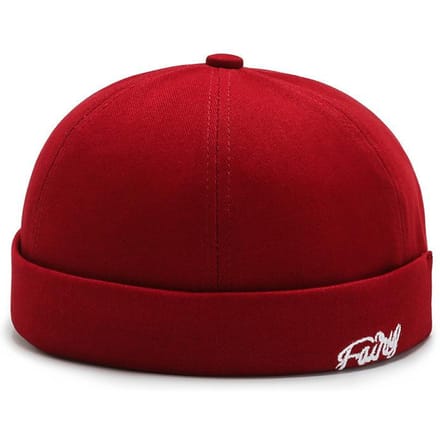 Heren Docker Cap Hoed zonder Klep Skullcap Werkers Zeemansmuts Opgerolde Rand Retro Muts Adjustable red