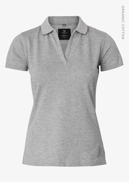 Harvard V-Neck Women - Grey Melange Stretch deluxe polo | Maat S