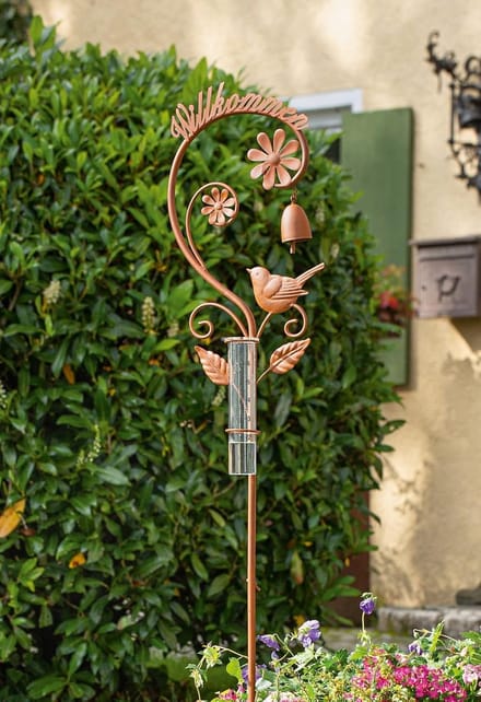 Decoratieve Tuinsteker Welkom 124 cm met Roest-Look en Regenmeter