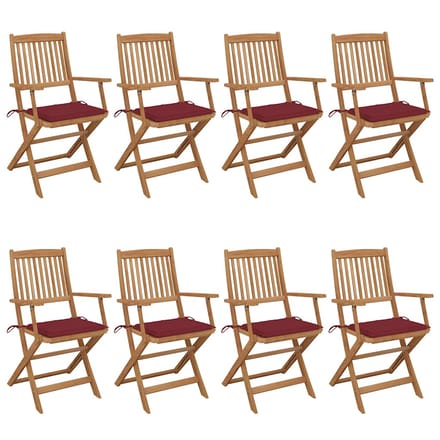 vidaXL - Inklapbare - stoelen - 8 - st - met - kussens - massief - acaciahout