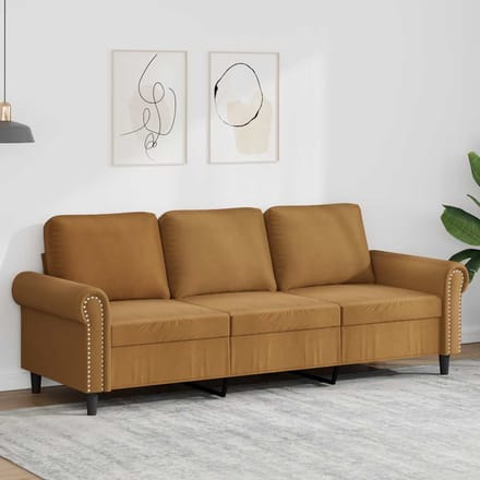 vidaXL - Driezitsbank - 180 - cm - fluweel - bruin