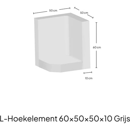 Hoek-L-Element 60x50x50x10cm Zichtbeton
