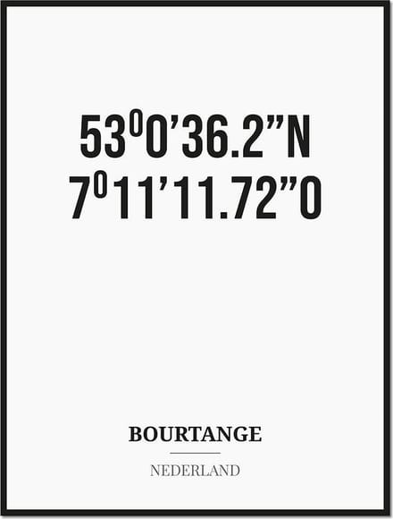 Poster/kaart BOURTANGE met coördinaten