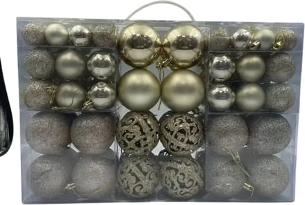 Nivard Kerstballen - Kerstversiering - Plastic - Champagne - Kerstballenset - 100 stuks