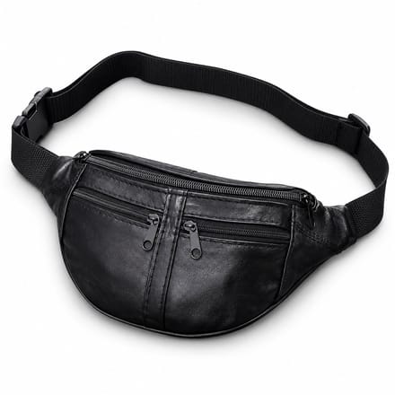 THL Design Leren Heuptas Dames & Heren - Echt Leer - Plat Model - Zwart