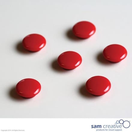 Sam Creative Glassboard Whiteboard Magneten - Rond - Extra sterk - 20 mm - Rood - 6 stuks