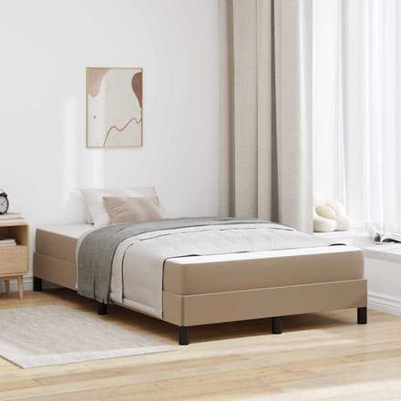 vidaXL - Bedframe - met - matras - Cappuccino - 120 - x - 200 - cm - Stof