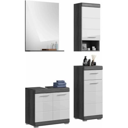 Scout badkamercombinatie wit hoogglans MDF TZ rookzilver NB - 34x112x191cm