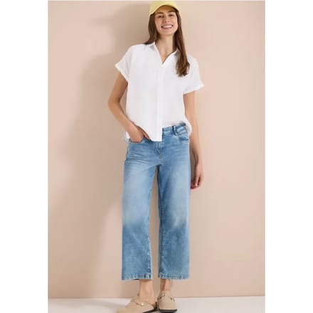 Blouse met hangende schouder in linnen