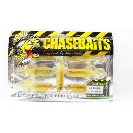 Chasebaits Flacid Shad 3 inch Soft Lure 7/Stuks Goudglans (4716)