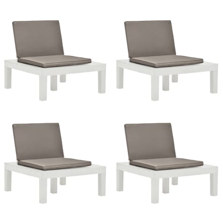 vidaXL - Loungestoelen - 4 - st - met - kussens - kunststof - wit