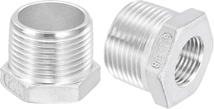 3 Stuks Verloopnippel 3/4" M naar 3/8" F - RVS 304 - Zeskant Reductie voor Leidingen