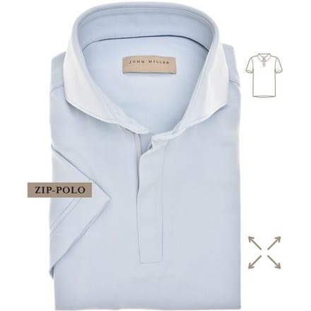 John Miller Slim-Fit Hyperstretch Short Sleeve Zip-Polo Licht Blauw Melange / male