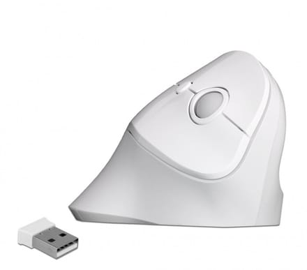 Delock 12596 Ergonomische muis USB, Draadloos Wit 4 Toetsen 800 dpi, 1200 dpi, 1600 dpi